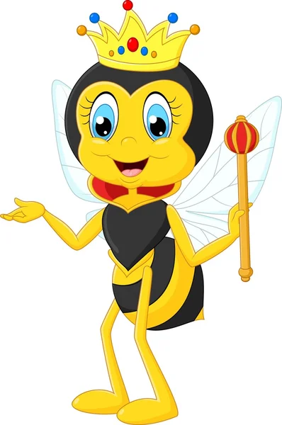 Dessin animé reine abeille présentation — Image vectorielle