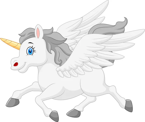 Mignon dessin animé en cours d'exécution licorne — Image vectorielle