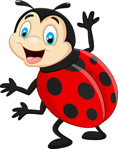 Cartoon coccinella agitando — Vettoriale Stock