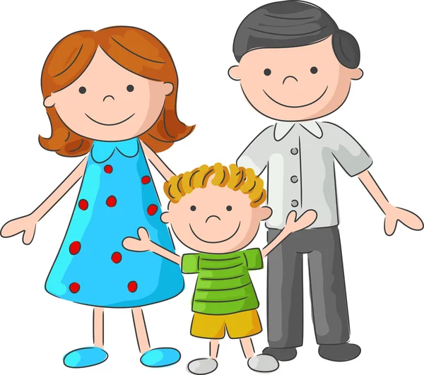 Happy cartoon family sketch — Stock Vector