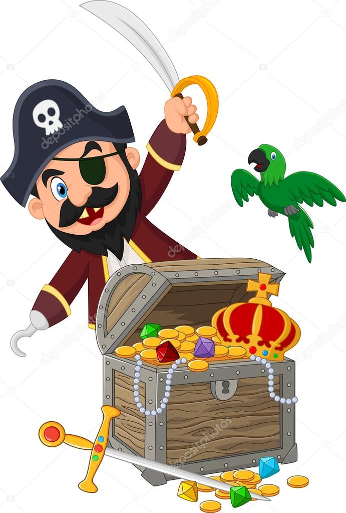 Cartoon pirate holding sword