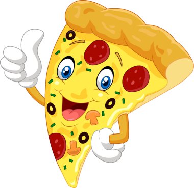 Çizgi film pizza veren başparmak yukarı
