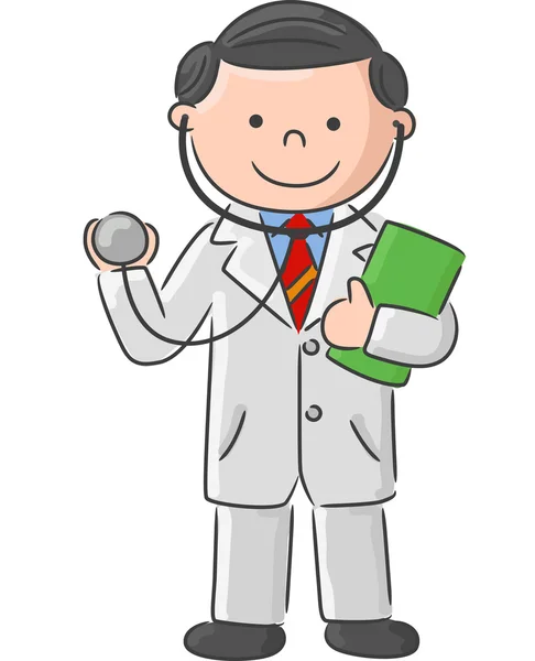 Doctor cartoon holding blank sign and stethoscope — Stock Vector