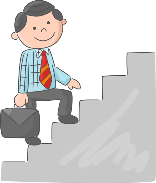 Homem dos desenhos animados a subir escadas — Vetor de Stock