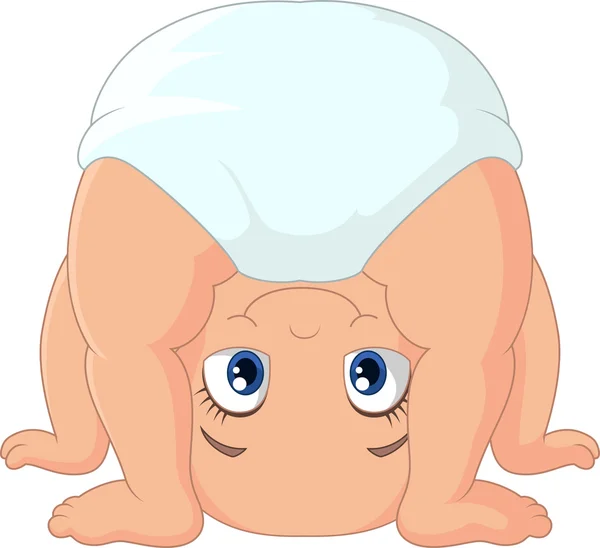 Cartoon baby girl playing upside down — Stock Vector