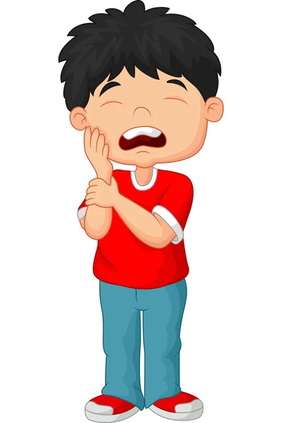 Karikatur kleiner Junge Zahnschmerzen — Stockvektor