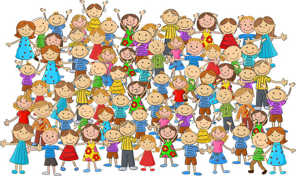 Crowd of children cartoon