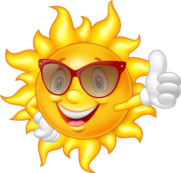 Cartoon sun giving thumb up — Stock Vector