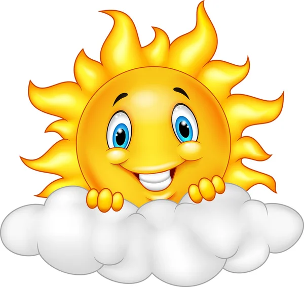 Personaje sonriente de la mascota de dibujos animados Sun — Vector de stock