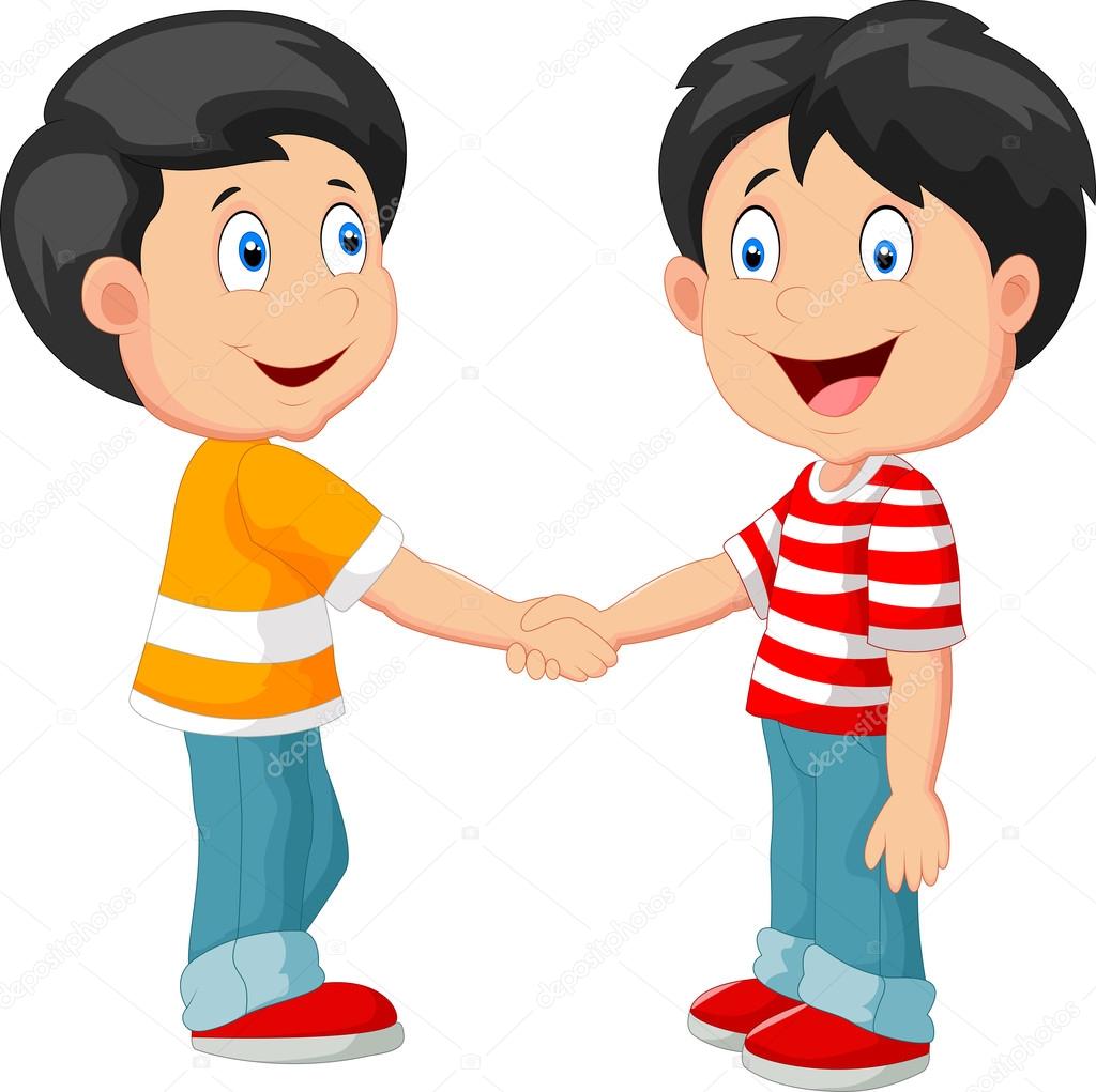 Little boys cartoon holding hand