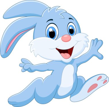 Cartoon bunny running and happy