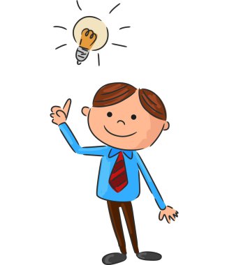 Cartoon a young man full ideas