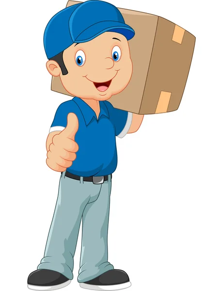 Cartoon postman gives thumb up — Stock Vector