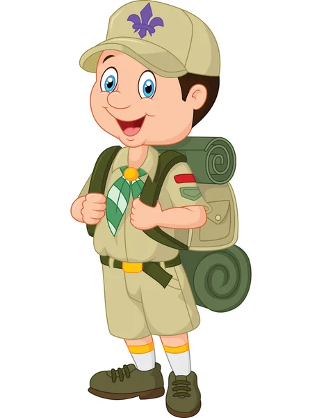 Cartoon little boy scout — Stockvector