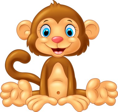 Cartoon cute monkey sitting