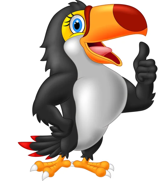 Γελοιογραφία toucan παραιτείται αντίχειρα — Διανυσματικό Αρχείο