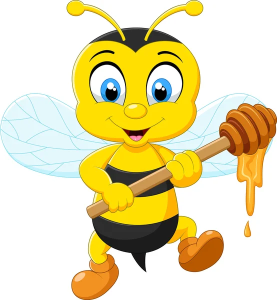 Cartoon-Biene mit Honig — Stockvektor