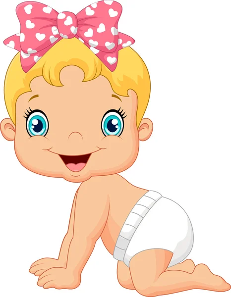 Cartoon happy baby crawl — Stockvector