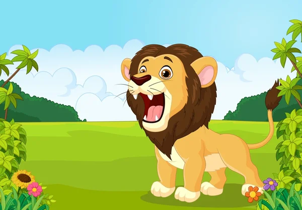 Kreslený lev řvoucí — Stockový vektor