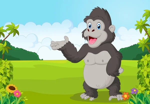 Cartoon gorilla waving — Stock Vector