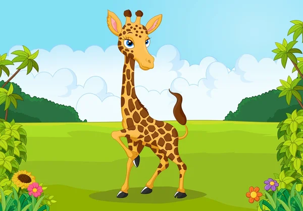 Dibujos animados linda jirafa — Vector de stock