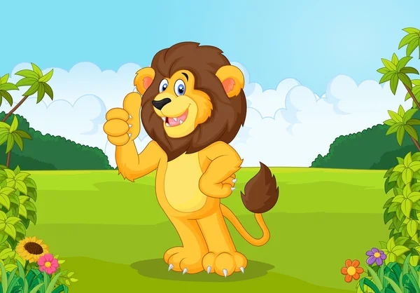 Κινούμενο λιοντάρι δίνει τον αντίχειρα — Διανυσματικό Αρχείο