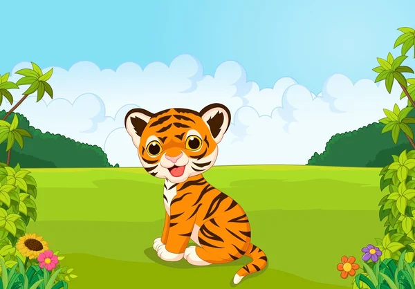 Bande dessinée bébé tigre mignon — Image vectorielle
