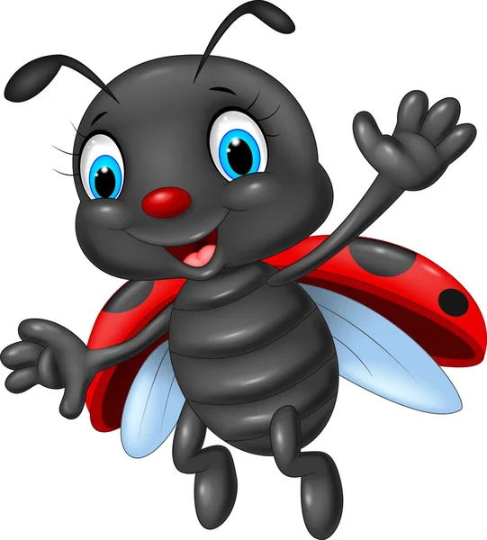 Cartoon happy ladybug waving — Stockový vektor