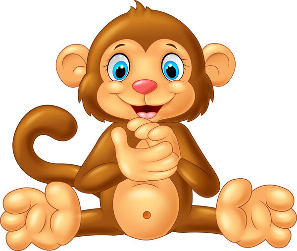 Мультяшная обезьяна хлопает в ладоши
