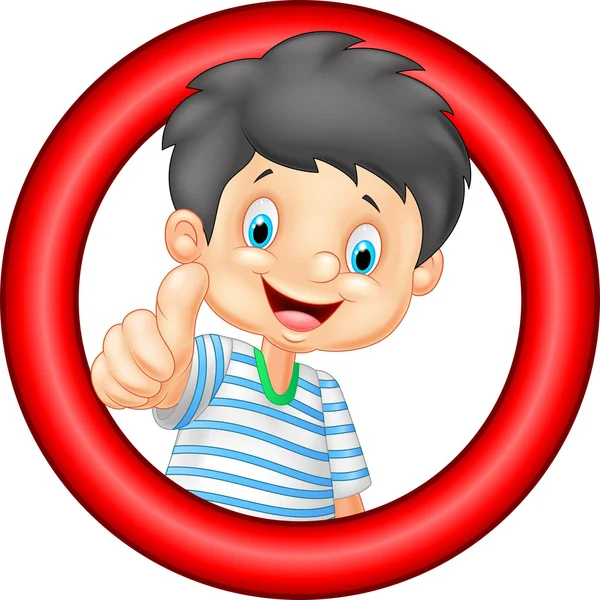 Cartoon little boy giving thumb up — Stock Vector