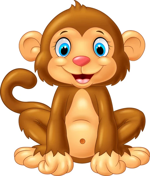 Cartoon cute monkey sitting — Stock Vector