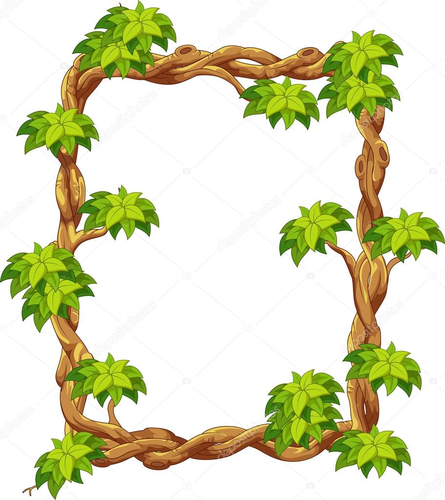 Wooden frame with green leaf cartoon — Stock Vector © tigatelu #75191037