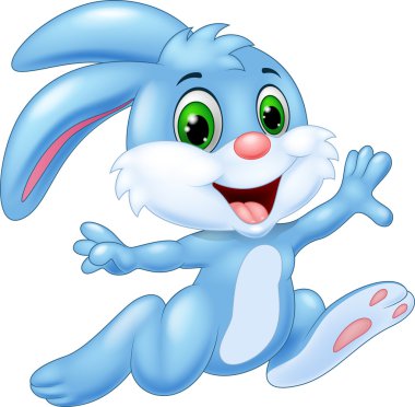 Cartoon bunny running and happy