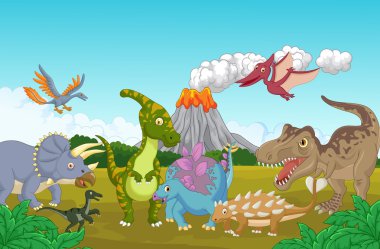 Cartoon Collection dinosaur in the jungle