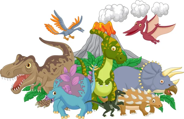 Personaje de dibujos animados dinosaurio — Vector de stock