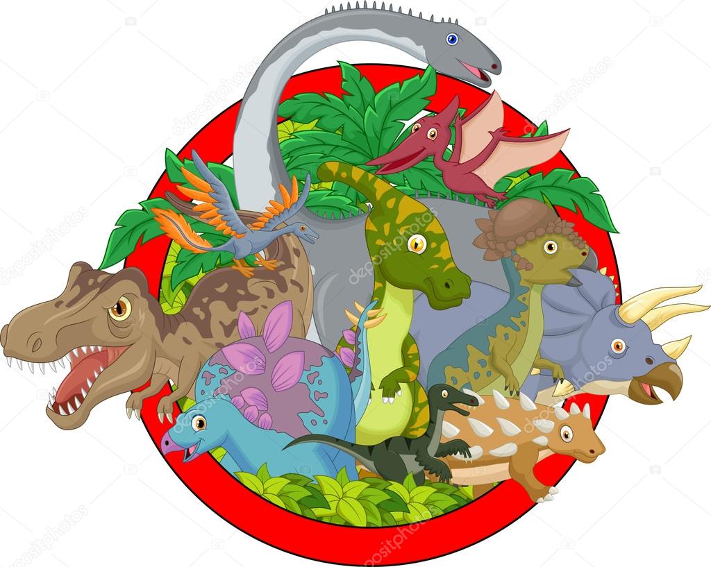 Conjunto Dinossauro Verde Desenho Animado Personagem Ilustração imagem  vetorial de interactimages© 489338542