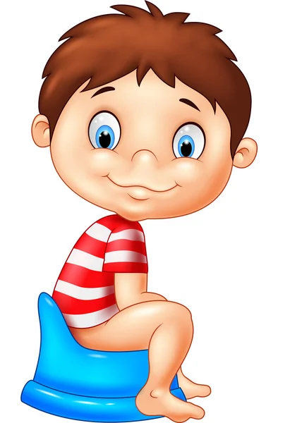 Cartoon boy sitting on the potty — Stock Vector
