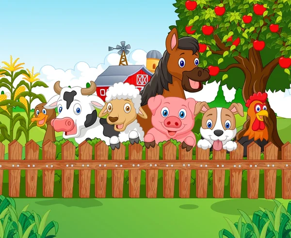Coleção de desenhos animados animais de fazenda — Vetor de Stock