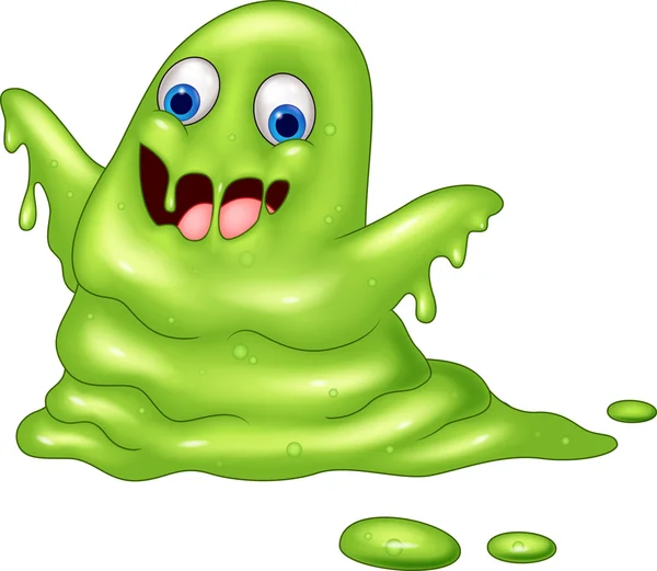 Green slimy monster cartoon — Stock Vector