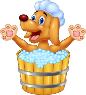 Köpek banyo el sallayarak çizgi film