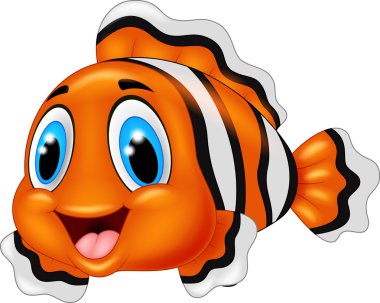 Cute clown fish cartoon posing clipart