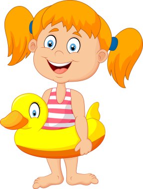 Çizgi film kız şişme halka ile