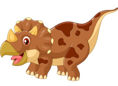 Cartoon triceratops three horned dinosaur illustration