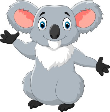 Mutlu karikatür koala sallanan el
