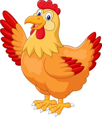 Chicken hen waving hand clipart