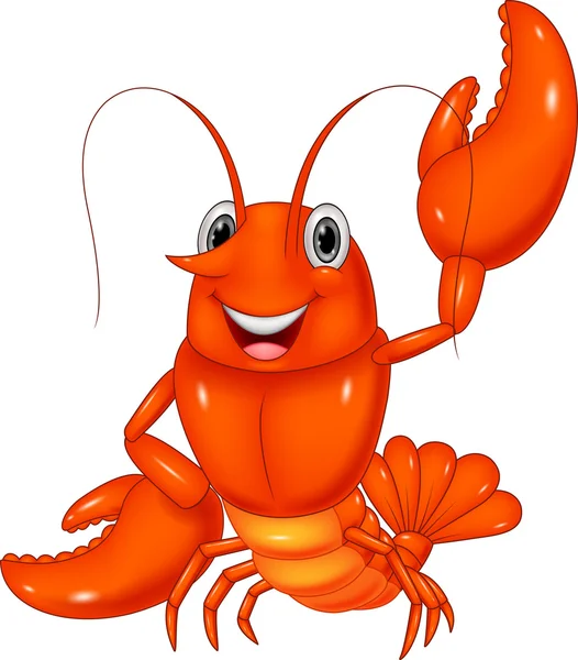 Cartoon lobster waving on white background — Stock Vector