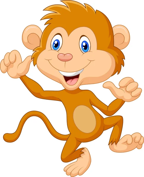 Mono de dibujos animados ondeando y bailando — Vector de stock