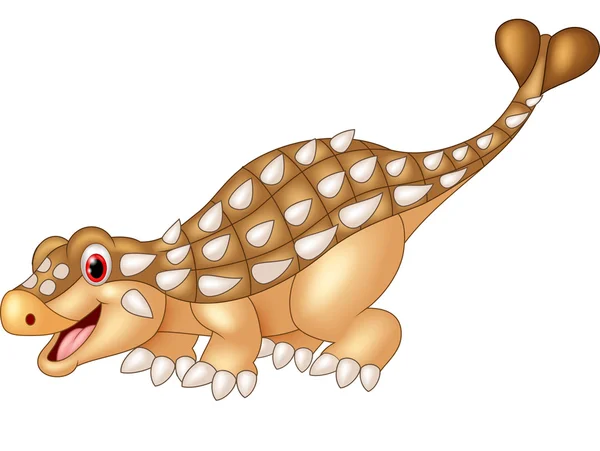Cartoon happy ankylosaurus on white background — Stok Vektör