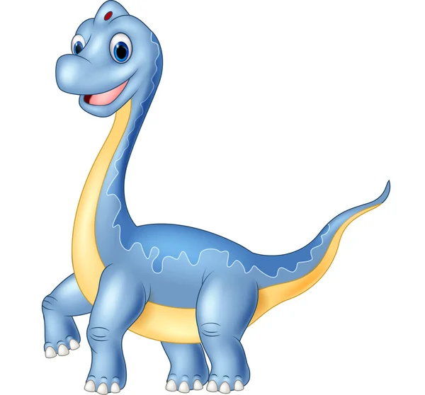 Cartoon dinosaur brachiosaurus on white background — Stockvector