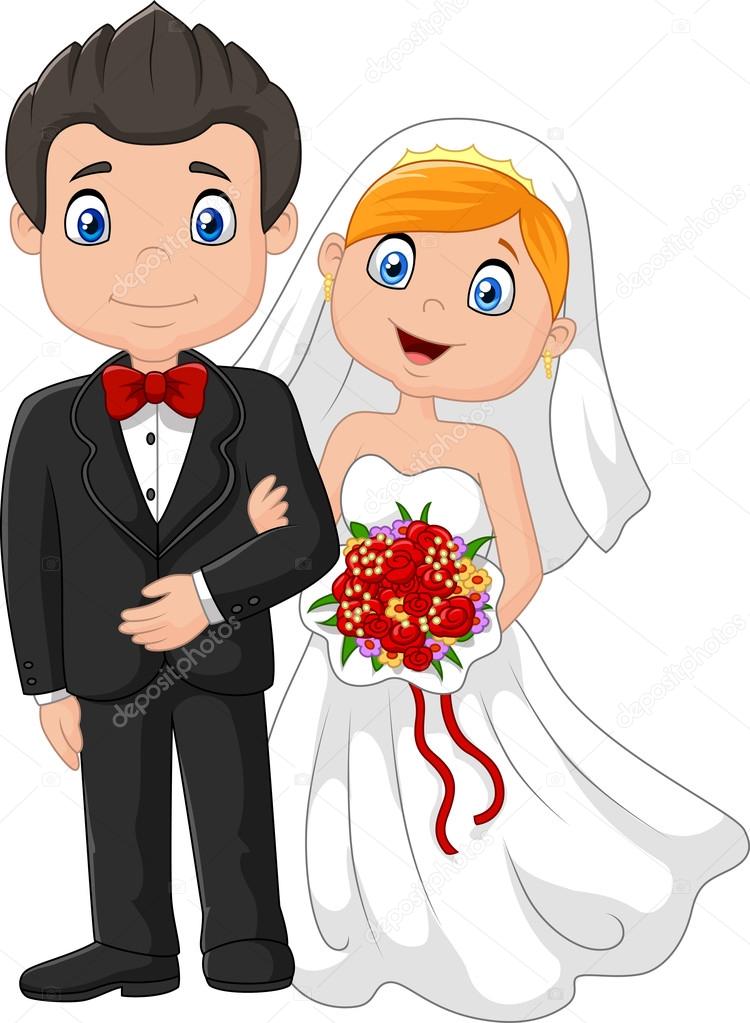 Happy wedding ceremony bride and groom. vector illustration Stock Vector  Image by ©tigatelu #82289136